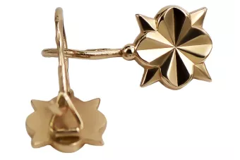 Vintage rose pink 14k 585 gold  Vintage flower earrings ven002