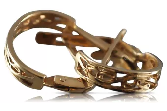 Rosa rusa rosa soviético 14k 585 oro URSS Aros vintage pendientes ven005