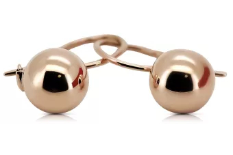 Rosa rusa rosa soviético 14k 585 oro URSS Pendientes de bola vintage ven007