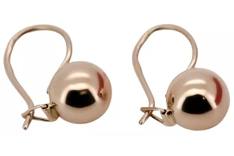 Vintage rose pink 14k 585 gold  Vintage ball earrings ven007