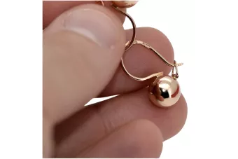 Senoviniai rožinio aukso rutuliniai auskarai 14k 585 TSRS Vintage ven007