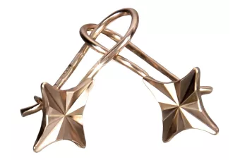 Rosa rusa rosa soviético 14k 585 oro URSS Pendientes cuadrados vintage ven008