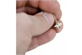 Rusă roz roz sovietic 14k 585 aur URSS Vintage cercei patrati ven008
