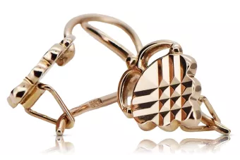 Russische Rose Rosa Sowjet 14k 585 Gold UdSSR Vintage Blatt Ohrringe ven009