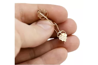 Русская роза розовая Советская 14к 585 золото СССР Винтажные серьги из листьев ven009