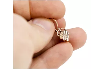 Російська троянда рожева радянська 14к 585 золото СРСР Старовинні сережки-листочки ven009