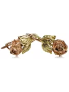 Rosa rusa rosa soviético 14k 585 oro URSS Pendientes vintage de flor de rosa ven010ry