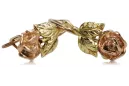 Rose rose russe soviétique 14k 585 or URSS Boucles d’oreilles vintage fleur de rose ven010ry