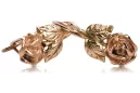 Rose rose russe soviétique 14k 585 or URSS Boucles d’oreilles vintage fleur de rose ven010r
