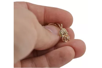 Rosa rusa rosa soviética 14k 585 oro URSS Pendientes vintage de flor de rosa ven010r