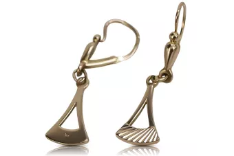 Russische Rose Rosa Sowjet 14k 585 Gold UdSSR Vintage Hängende Ohrringe ven011