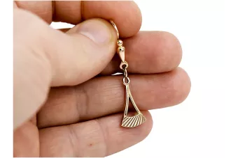 Rosa rusa rosa soviético 14k 585 oro URSS Vintage Pendientes colgantes ven011