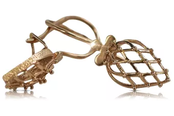 Βίντεζ ροζ χρυσά σκουλαρίκια 14k 585 Σοβιετική Ένωση Βίντεζ ven014