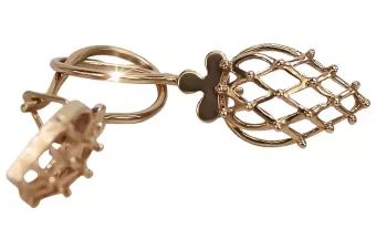 Rosa rusa rosa soviético 14k 585 oro URSS Pendientes de hoja vintage ven014