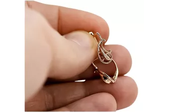 Rosa rusa rosa soviético 14k 585 oro URSS Pendientes de hoja vintage ven018