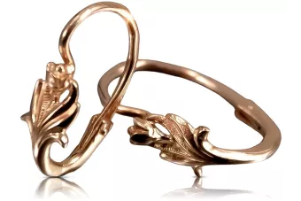 Vintage rose pink 14k 585 gold  Vintage rose flower earrings ven019