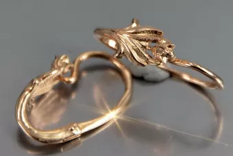 Rusă roz roz sovietic 14k 585 aur URSS Vintage cercei de flori de trandafir ven019