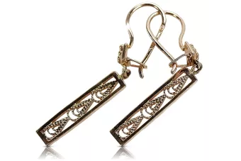 Rose pink 14k 585 gold Vintage Hanging earrings ven020