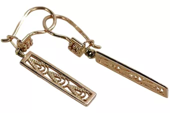 Rose pink 14k 585 gold Vintage Hanging earrings ven020