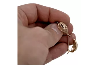 Vintage różowe złoto kolczyki listki 14k 585 ZSRR Vintage ven023