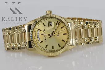 Gold men's watch Geneve ★ zlotychlopak.pl ★ Gold purity 585 333 Low Price!