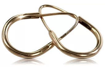 Rosa rusa rosa soviético 14k 585 oro URSS Vintage Hoops pendientes ven016