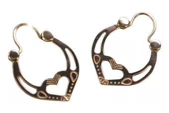 Vintage rose pink 14k 585 gold  Vintage Gipsy earrings ven024