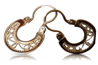 Rose rose russe soviétique 14k 585 or URSS Vintage Gipsy boucles d’oreilles ven025