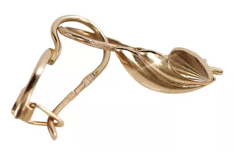 Russische Rose Rosa Sowjet 14k 585 Gold UdSSR Vintage Blatt Ohrringe ven027