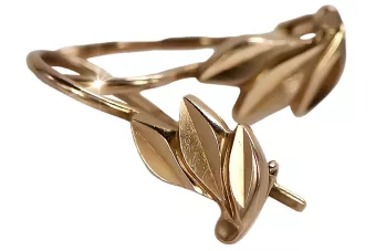 Vintage rose pink 14k 585 gold  Vintage leaf earrings ven028