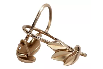 Vintage rose pink 14k 585 gold  Vintage leaf earrings ven028