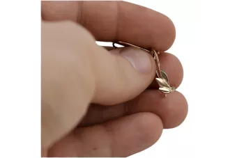 Російська троянда рожева радянська 14к 585 золото СРСР Старовинні сережки-листочки ven028