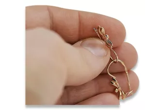 Vintage rose pink 14k 585 gold  Vintage leaf earrings ven032