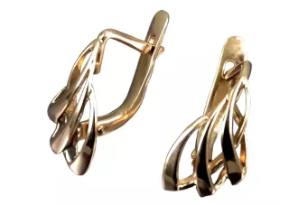 Rosa rusa rosa soviético 14k 585 oro URSS Pendientes de hoja vintage ven035