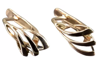 Rosa rusa rosa soviético 14k 585 oro URSS Pendientes de hoja vintage ven035