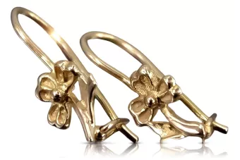 Vintage rose pink 14k 585 gold  Vintage flower earrings ven036