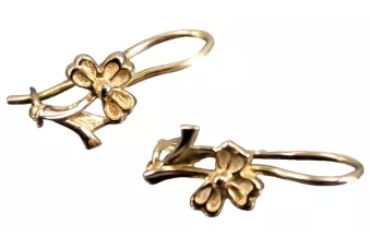 Rosa rusa rosa soviético 14k 585 oro URSS Pendientes de flores vintage ven036