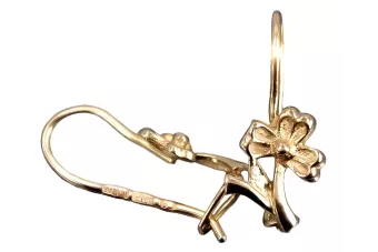 Vintage rose pink 14k 585 gold  Vintage flower earrings ven036