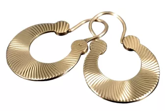 Русская роза розовая Советская 14к 585 золото СССР Винтаж цыганские серьги ven037