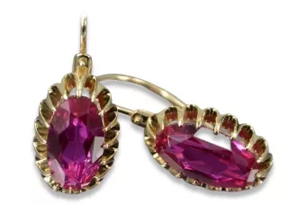Ruso soviético rosa rosa 14k 585 pendientes de oro vec064 alejandrita rubí esmeralda zafiro ...