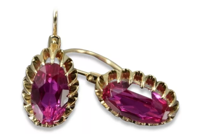 Russische Sowjetische Rose Pink 14k 585 Gold Ohrringe vec064 Alexandrit Rubin Smaragd Saphir ...