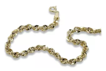 Pulsera de corte diamante New Rope amarilla italiana de oro de 14k cb074y