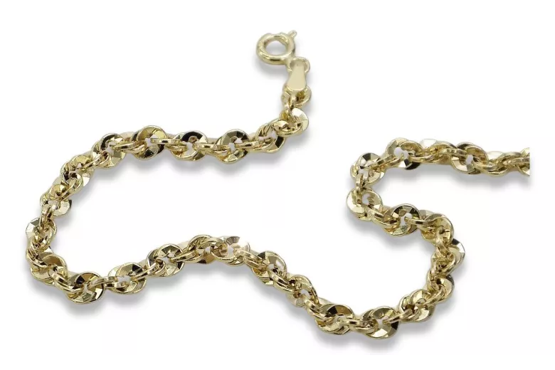 Італійський жовтий 14k золото New Rope diamond cut браслет cb074y