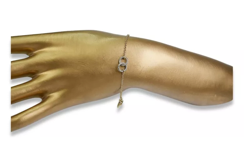 Gelb & Weiß Italienisches 14 Karat Gold Fancy Armband cb137