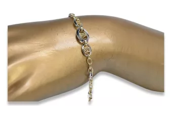 Yellow white Italian 14k gold fancy bracelet cb149yw