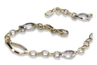 Gelb weiß Italienisch 14 Karat Gold Fancy Armband cb153yw