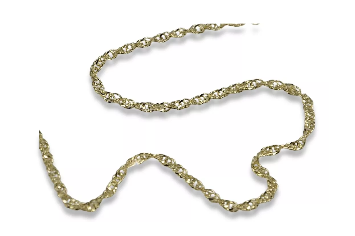 Italienisch gelb 14 Karat Gold New Rope Singapur Diamantschliff Kette hohl cc079y