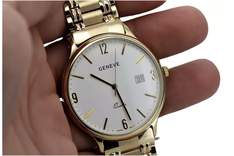 Złoty zegarek męski 14k 585 z bransoletą Geneve mw017ydw&mbw006yo