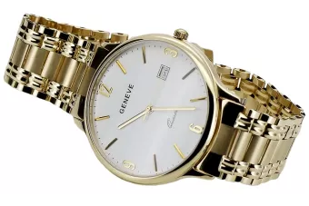 Goldene Herrenuhr Geneve ★ zlotychlopak.pl ★ Gold Reinheit 585 333 Niedriger Preis!