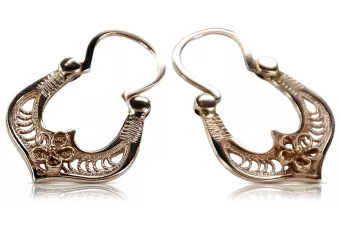 Vintage rose pink 14k 585 gold  Vintage Gipsy earrings ven041